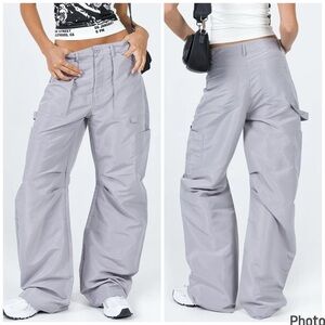 Lioness Light Gray Wide Leg Cargo Pants